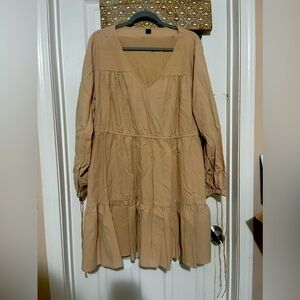 Long sleeve tan SHEIN babydoll dress